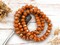 *25* 6x9mm Antique Copper Washed Opaque Ochre Orange Fire Polished Rondelle Beads